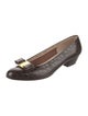 Salvatore Ferragamo Embossed Leather Bow Accents Pumps