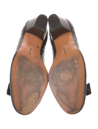 Salvatore Ferragamo Embossed Leather Bow Accents Pumps