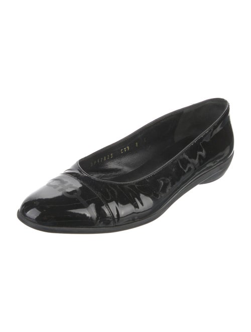 Salvatore Ferragamo Patent Leather Bow Accents Flats