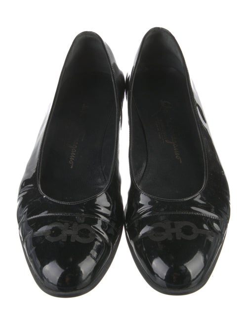 Salvatore Ferragamo Patent Leather Bow Accents Flats