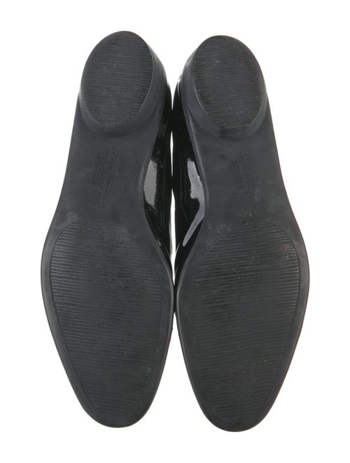 Salvatore Ferragamo Patent Leather Bow Accents Flats