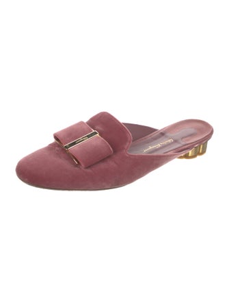 Salvatore Ferragamo Vara Bow Accent Velvet Mules