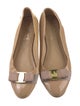 Salvatore Ferragamo Patent Leather Bow Accents Ballet Flats