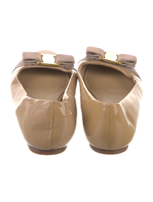 Salvatore Ferragamo Patent Leather Bow Accents Ballet Flats