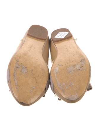 Salvatore Ferragamo Patent Leather Bow Accents Ballet Flats