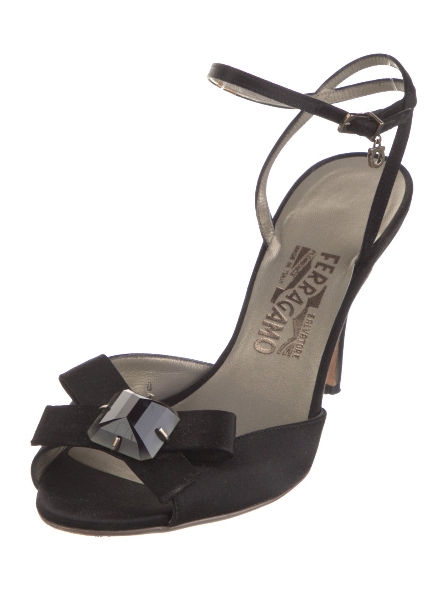 Salvatore Ferragamo Satin Bow Accents Slingback Sandals