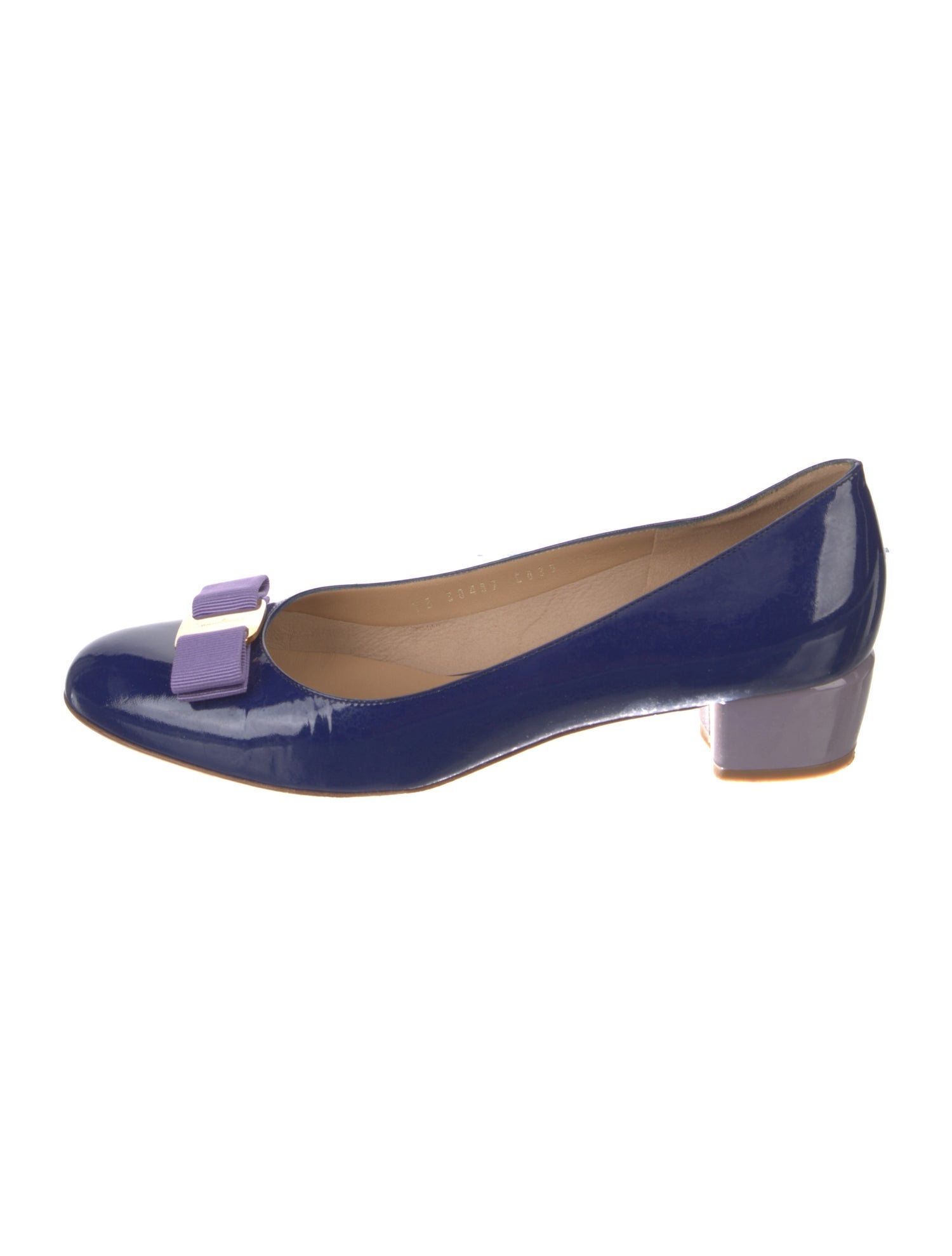 Salvatore Ferragamo Patent Leather Bow Accents Ballet Flats