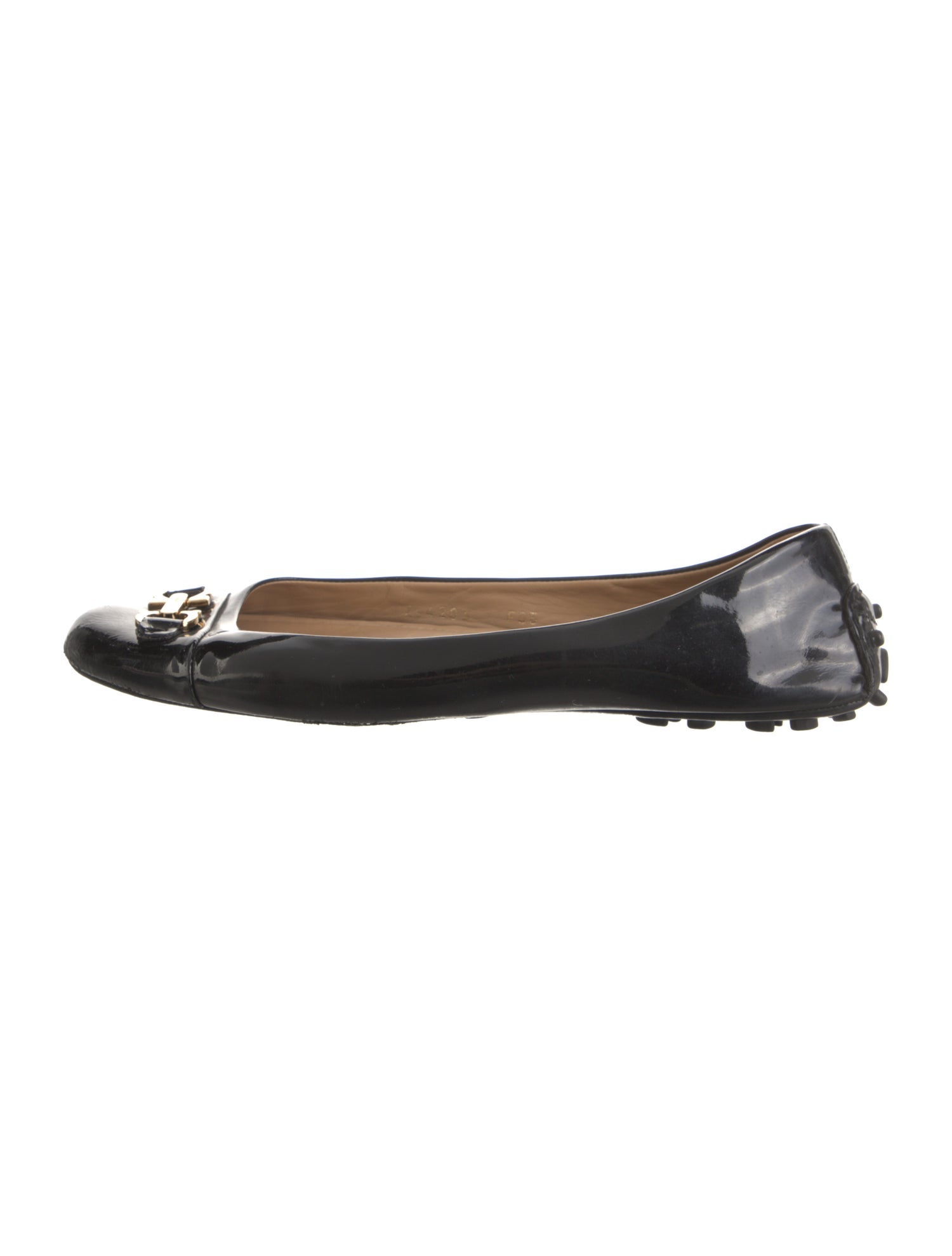 Salvatore Ferragamo Patent Leather Bow Accents Flats