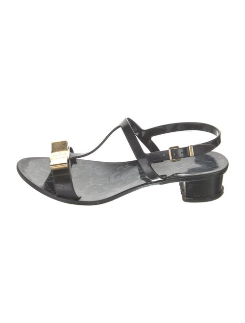 Salvatore Ferragamo Rubber Bow Accents T-Strap Sandals