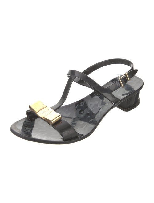 Salvatore Ferragamo Rubber Bow Accents T-Strap Sandals