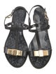 Salvatore Ferragamo Rubber Bow Accents T-Strap Sandals