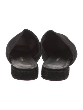 Salvatore Ferragamo Suede Chain-Link Accents Mules