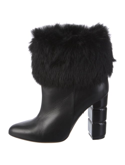 Salvatore Ferragamo Leather Fur Trim Boots