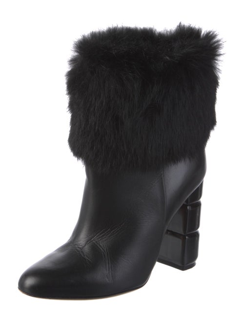 Salvatore Ferragamo Leather Fur Trim Boots