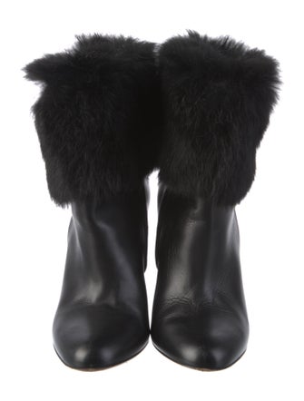 Salvatore Ferragamo Leather Fur Trim Boots