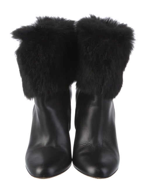 Salvatore Ferragamo Leather Fur Trim Boots