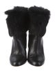 Salvatore Ferragamo Leather Fur Trim Boots