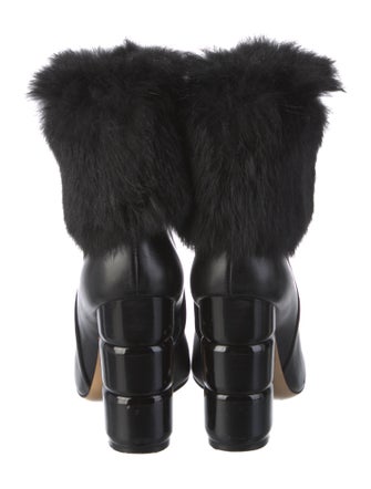 Salvatore Ferragamo Leather Fur Trim Boots