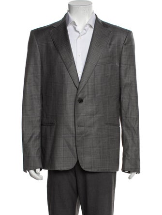 Salvatore Ferragamo Wool Plaid Print Blazer