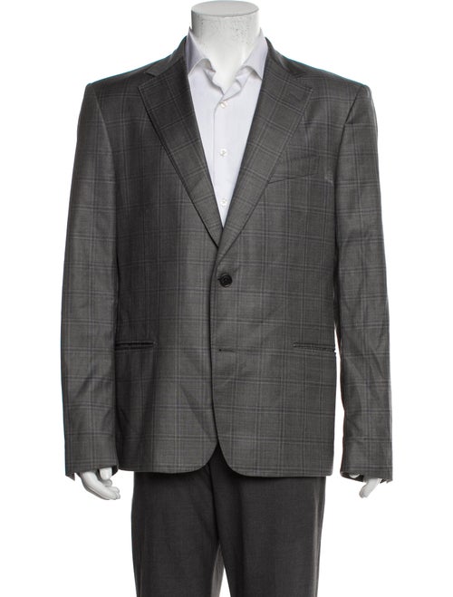 Salvatore Ferragamo Wool Plaid Print Blazer
