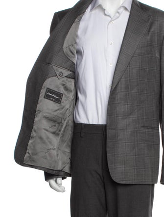 Salvatore Ferragamo Wool Plaid Print Blazer