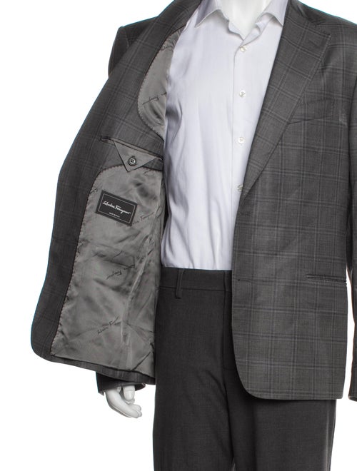 Salvatore Ferragamo Wool Plaid Print Blazer