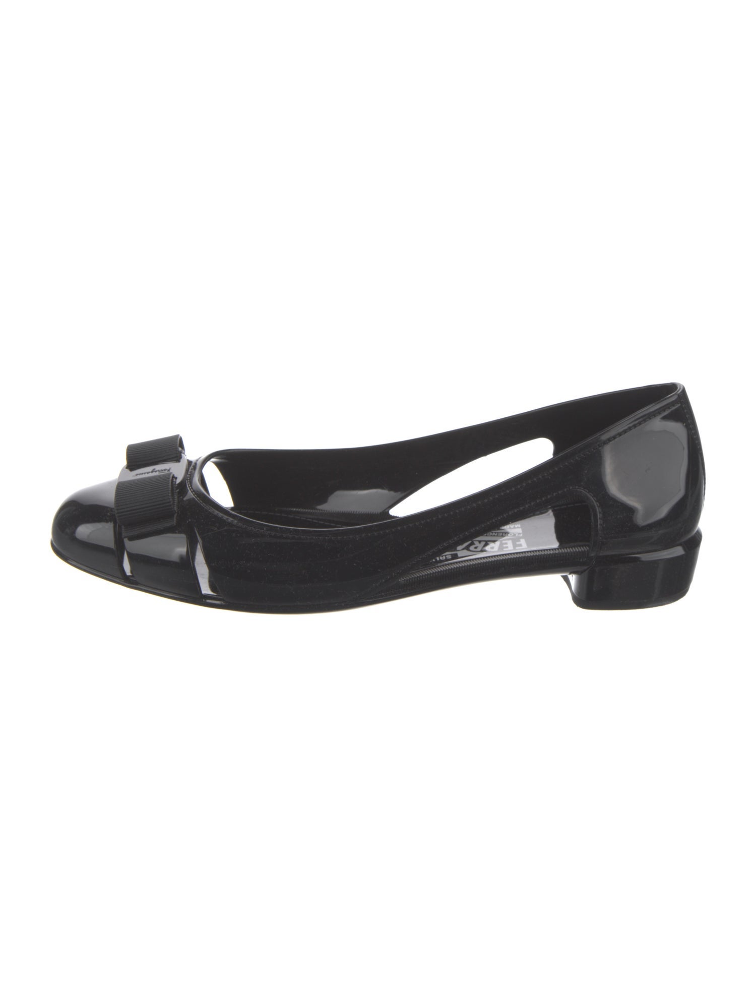 Salvatore Ferragamo Rubber Bow Accents Flats