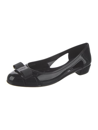 Salvatore Ferragamo Rubber Bow Accents Flats