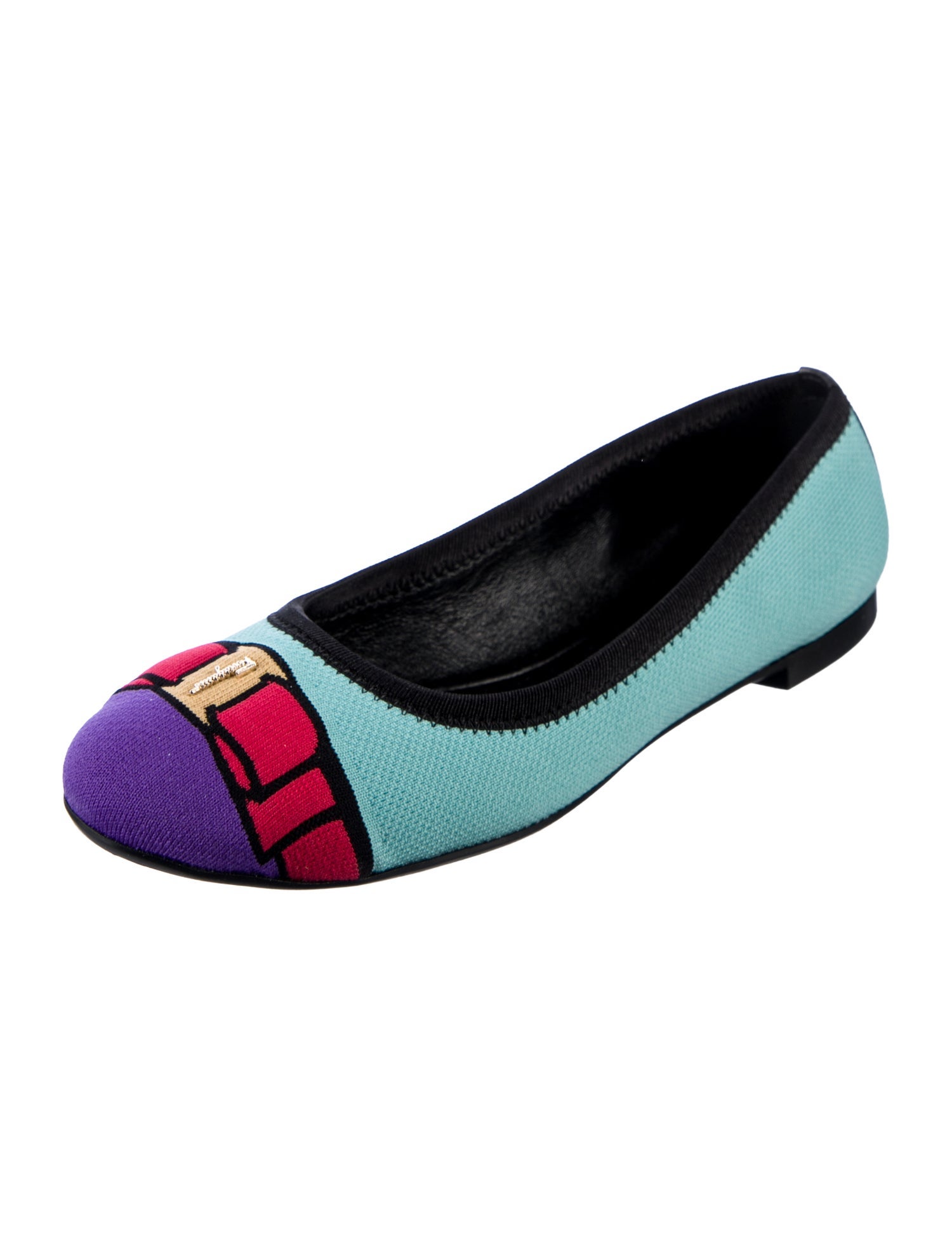 Salvatore Ferragamo Canvas Printed Ballet Flats