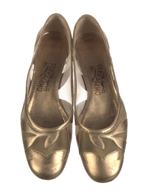 Salvatore Ferragamo Leather Mesh Accents Ballet Flats