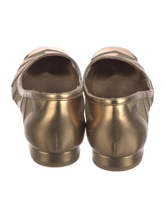 Salvatore Ferragamo Leather Mesh Accents Ballet Flats