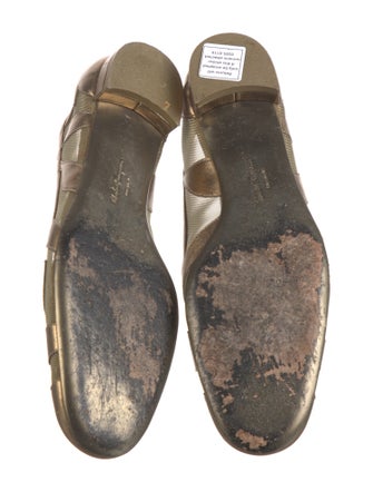 Salvatore Ferragamo Leather Mesh Accents Ballet Flats