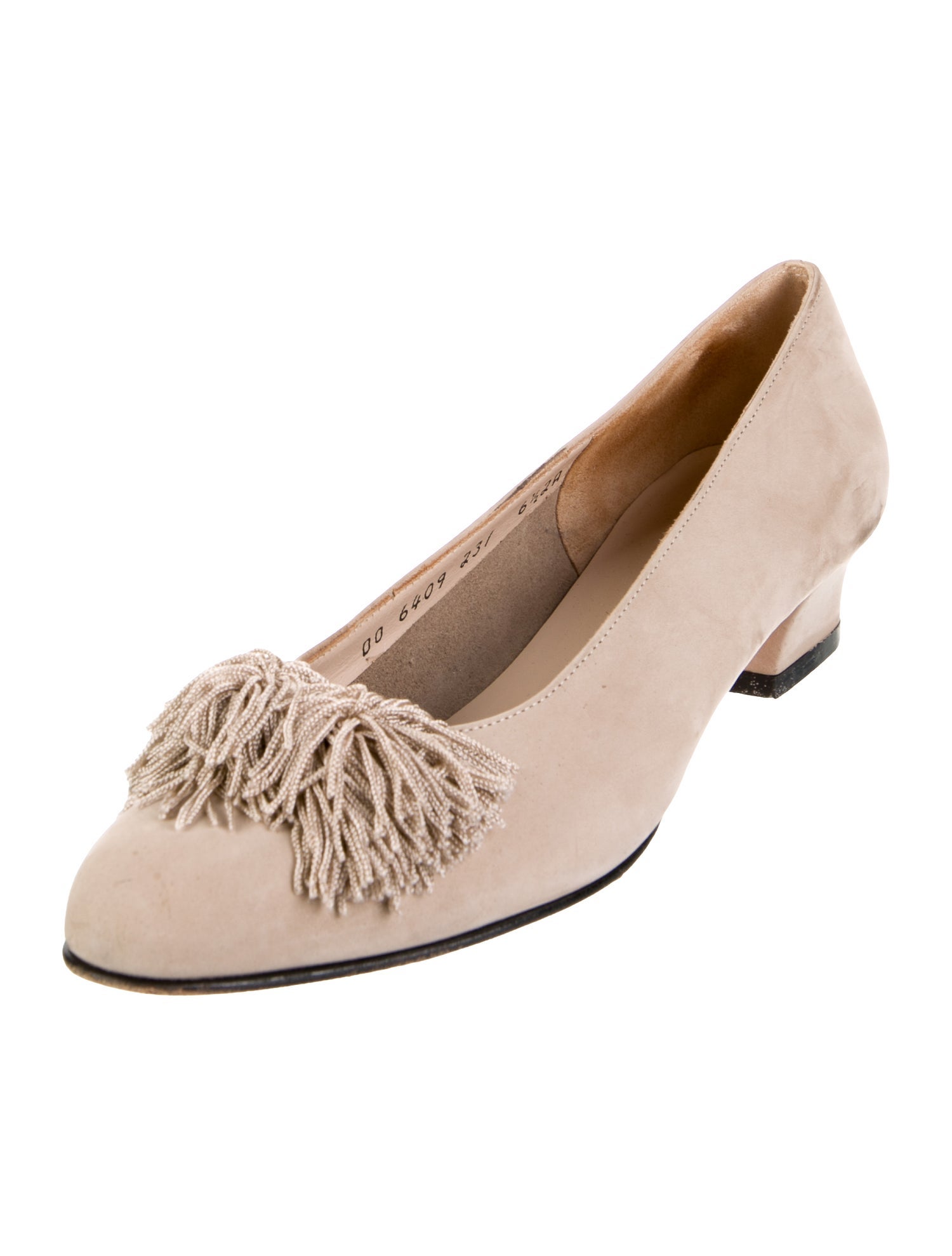 Salvatore Ferragamo Suede Pom-Pom Embellishments Pumps