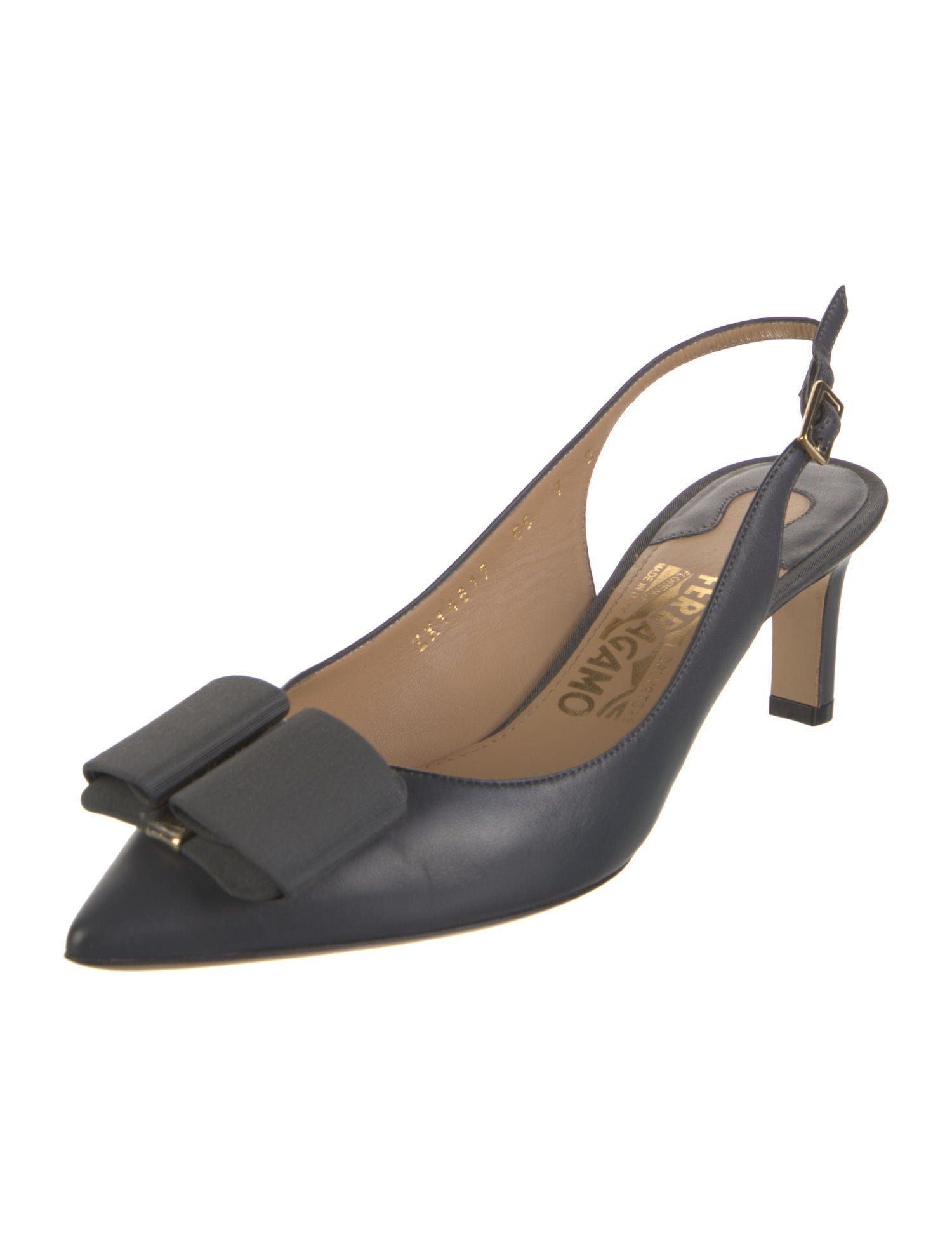 Salvatore Ferragamo Vara Bow Accent Leather Slingback Pumps