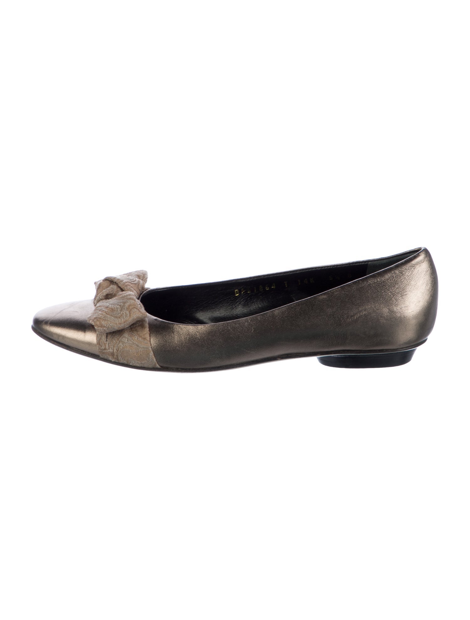 Salvatore Ferragamo Leather Bow Accents Flats