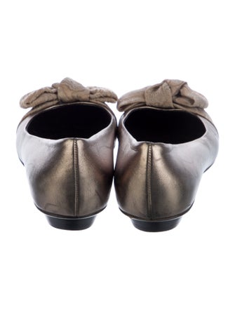 Salvatore Ferragamo Leather Bow Accents Flats