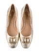 Salvatore Ferragamo Leather Bow Accents Ballet Flats