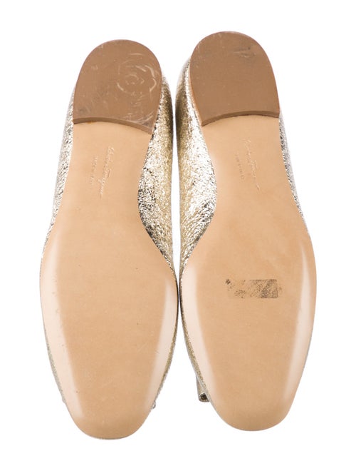 Salvatore Ferragamo Leather Bow Accents Ballet Flats
