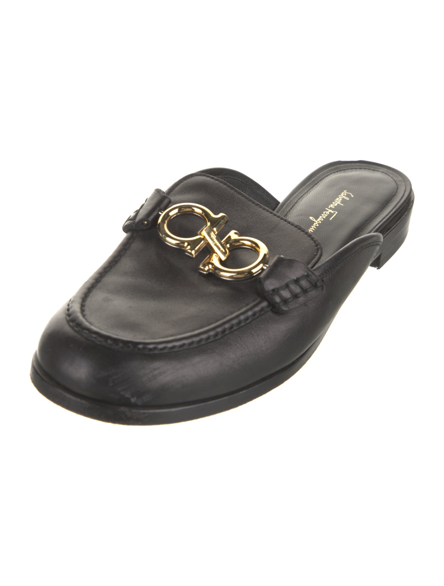 Salvatore Ferragamo Gancini Logo Leather Mules