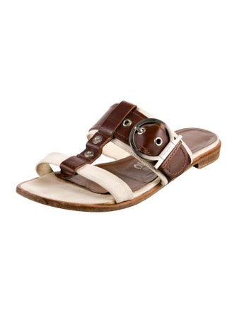 Salvatore Ferragamo Gancini Logo Leather Slides