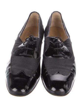 Salvatore Ferragamo Patent Leather Grosgrain Trim Oxfords