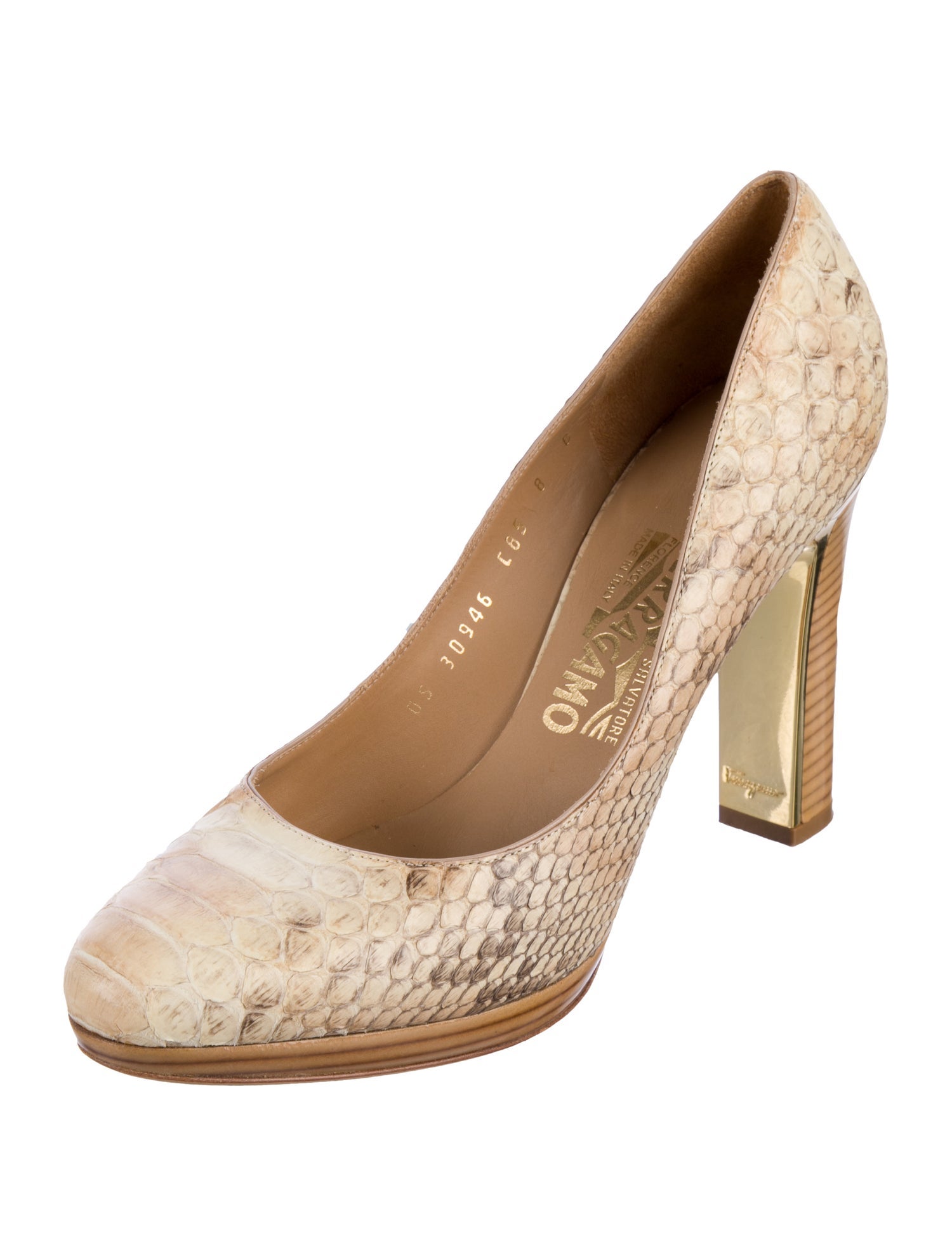 Salvatore Ferragamo Vara Bow Accent Snakeskin Pumps