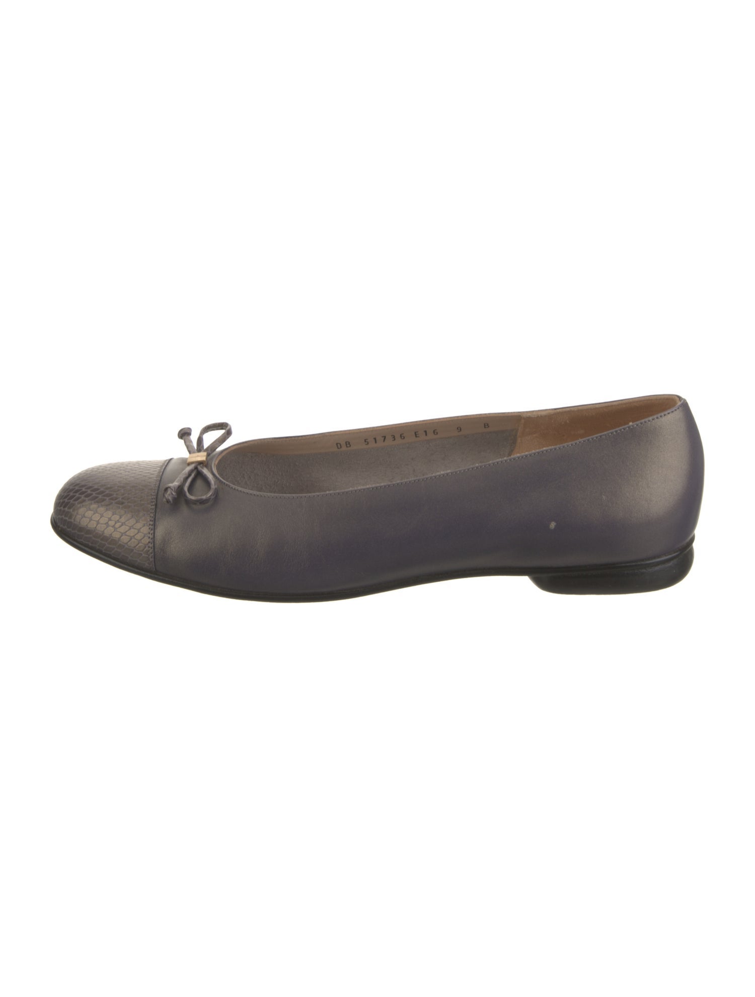 Salvatore Ferragamo Leather Bow Accents Ballet Flats