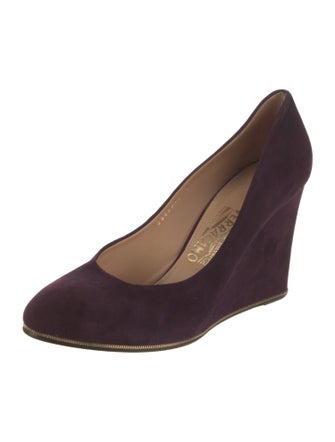 Salvatore Ferragamo Suede Chain-Link Accents Pumps