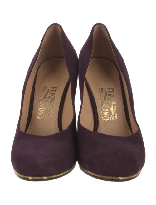 Salvatore Ferragamo Suede Chain-Link Accents Pumps