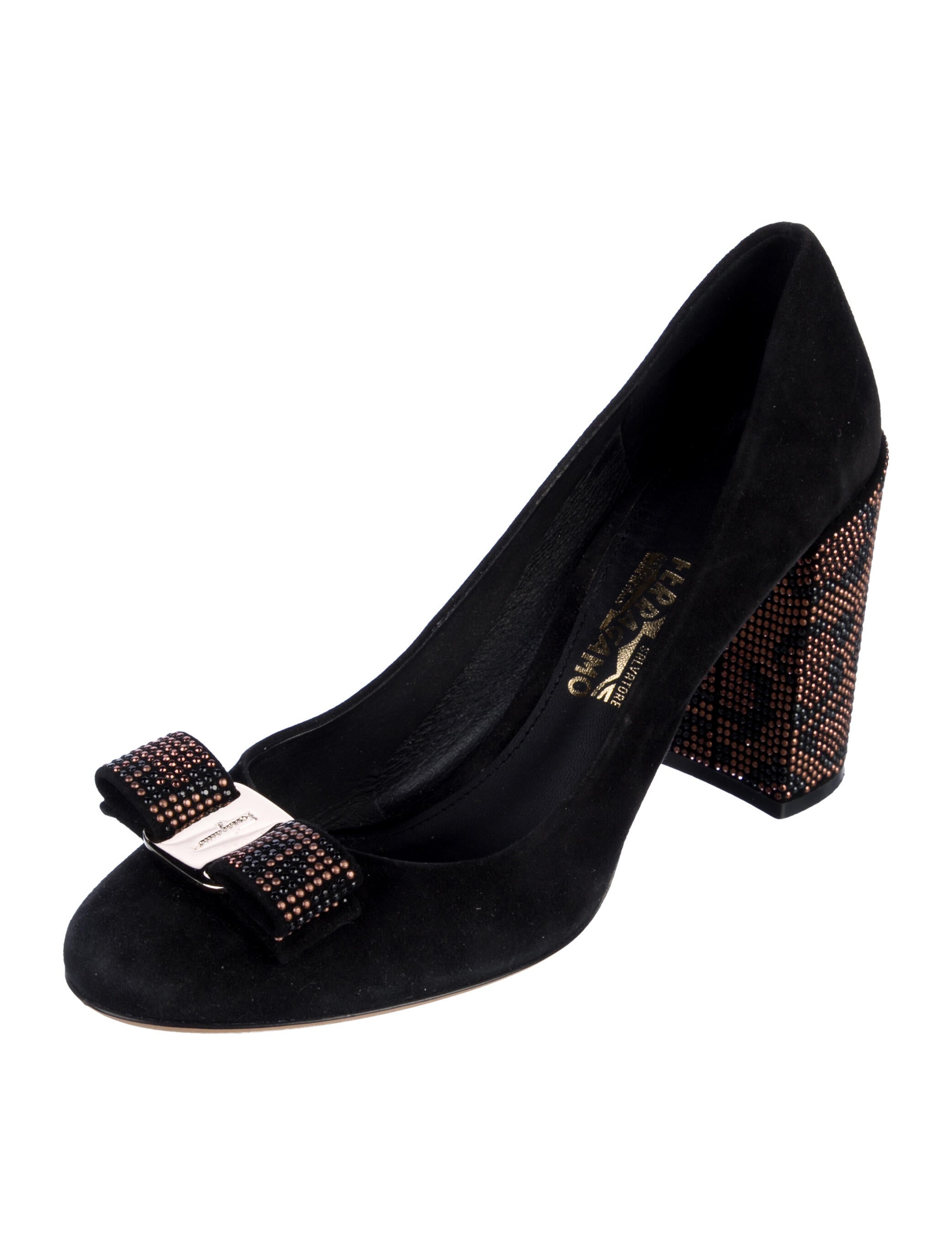 Salvatore Ferragamo Vara Bow Accent Suede Pumps