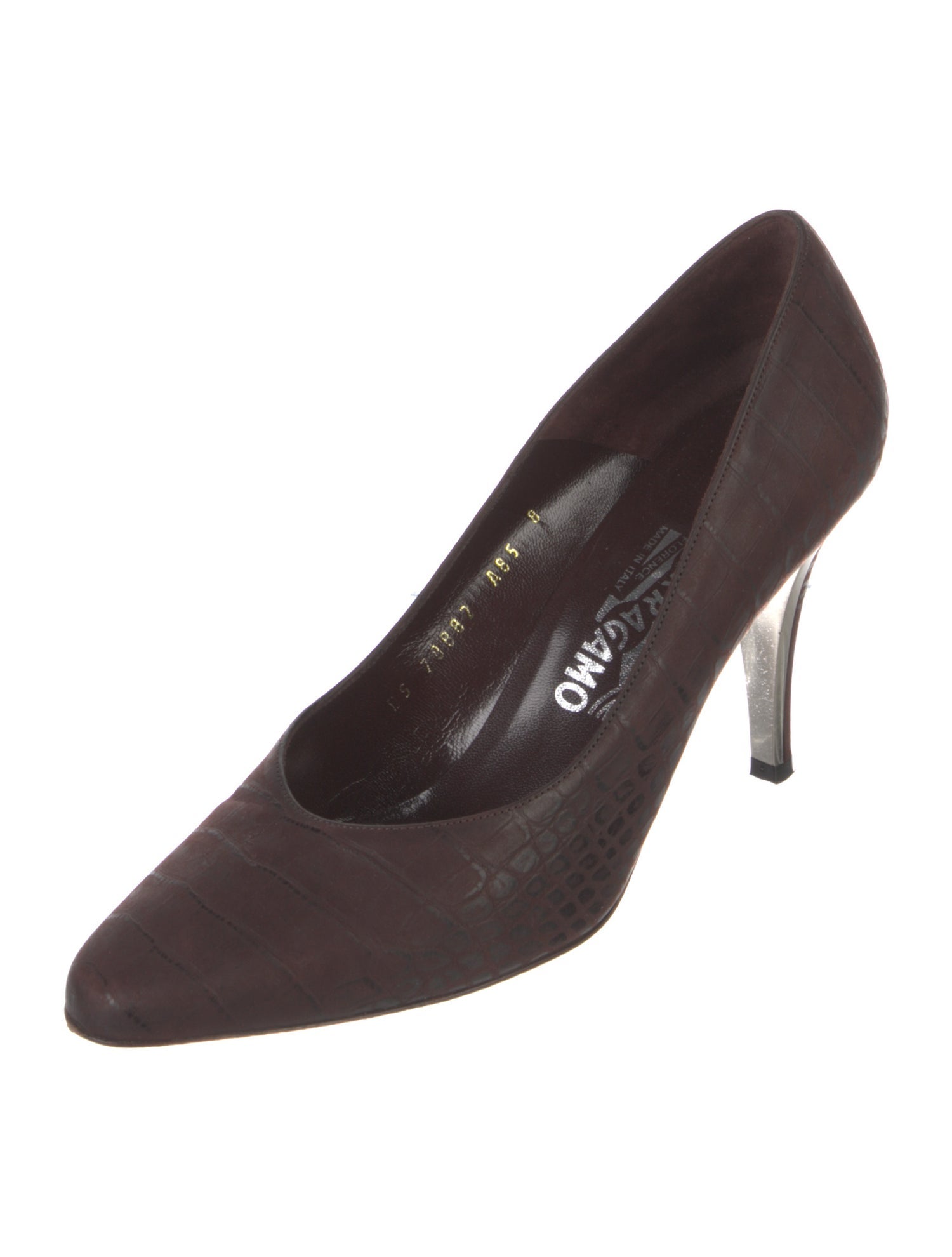 Salvatore Ferragamo Embossed Leather Printed Pumps