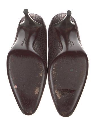 Salvatore Ferragamo Embossed Leather Printed Pumps