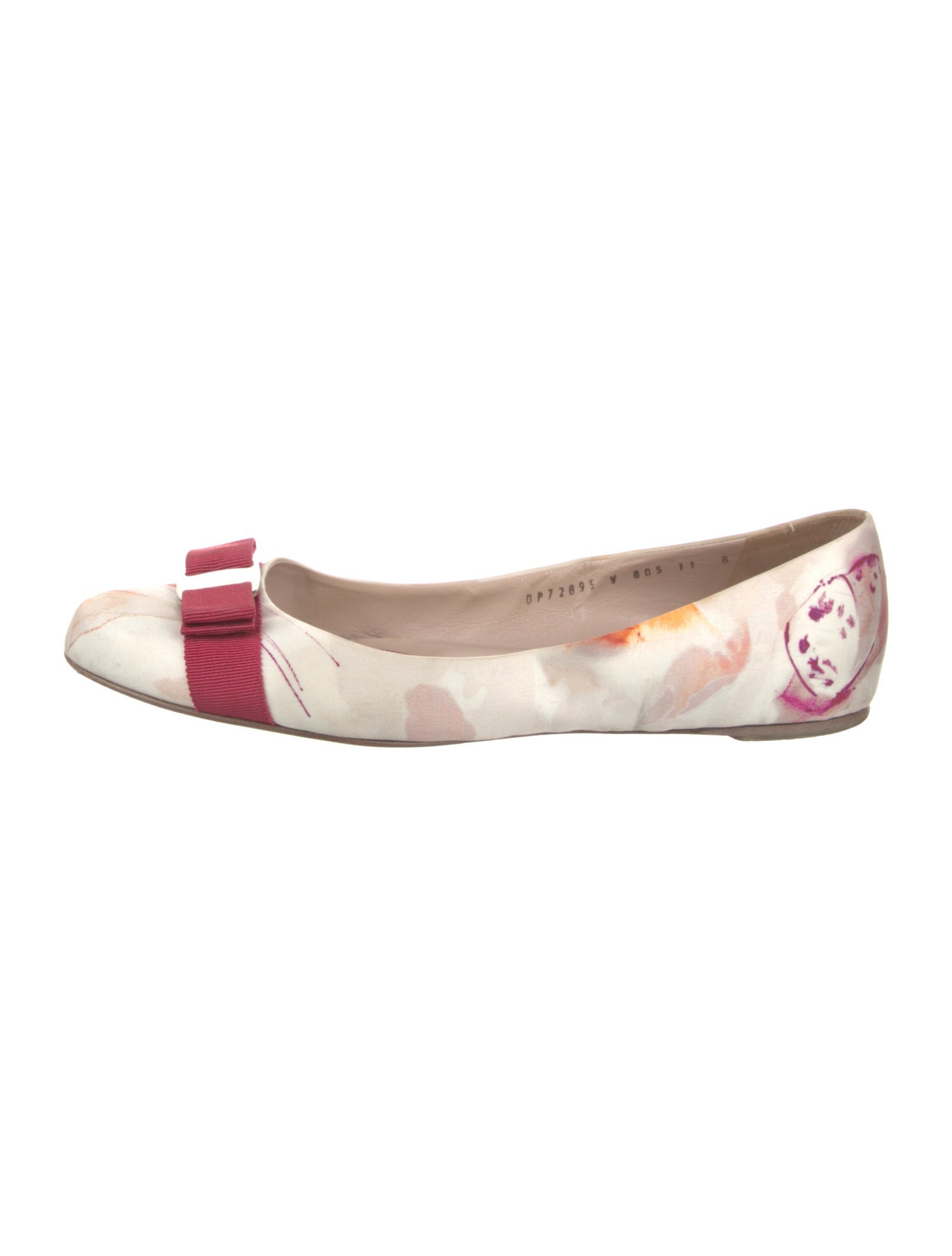 Salvatore Ferragamo Satin Printed Ballet Flats