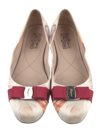 Salvatore Ferragamo Satin Printed Ballet Flats